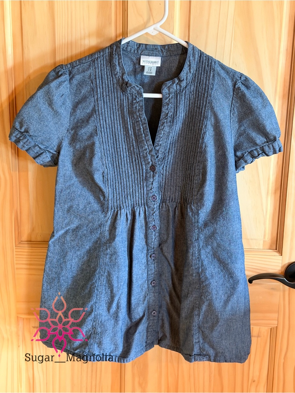 Motherhood Denim Blue Short Sleeve Maternity Top